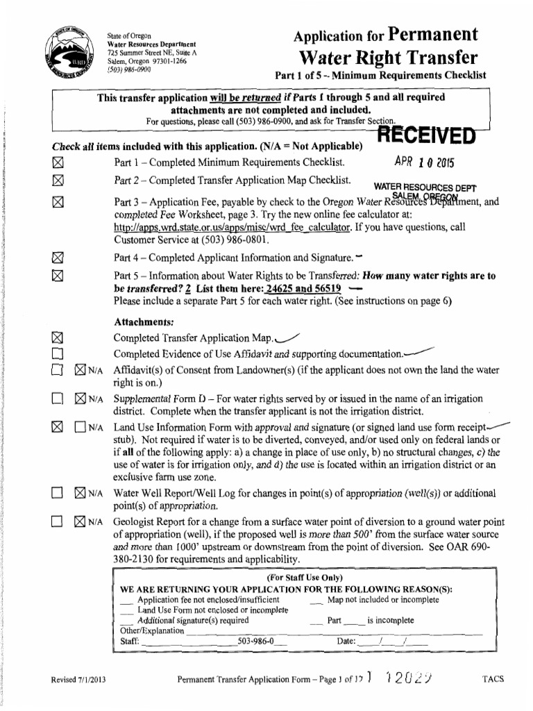 Applications For Water Rights Transfer PDF Aquifer Groundwater