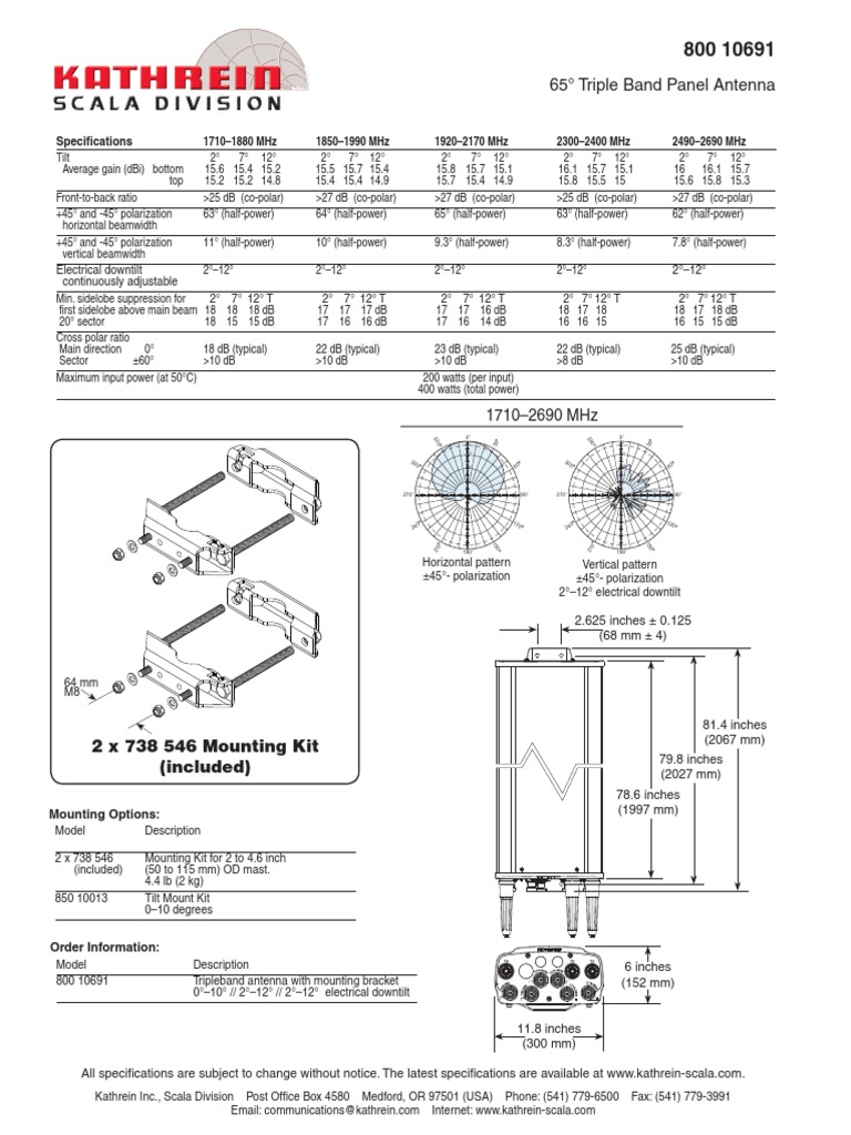 Kathrein 80010691 Antenna Specs | PDF