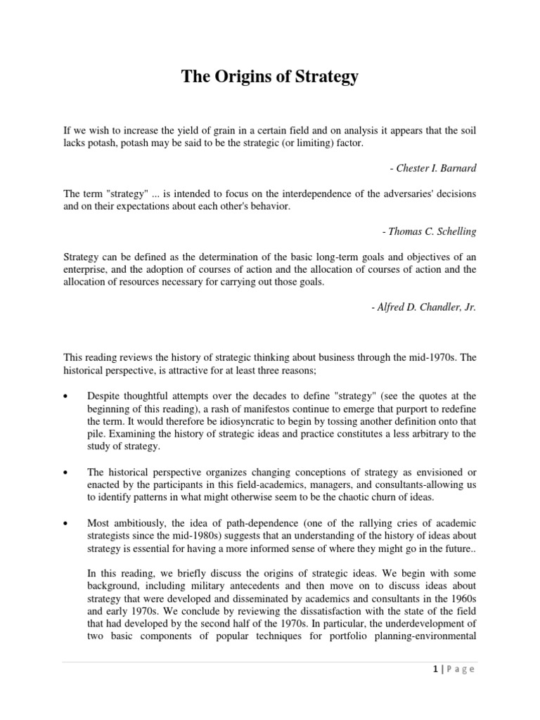 History of Strategic Management Origins | PDF | Strategic Management ...