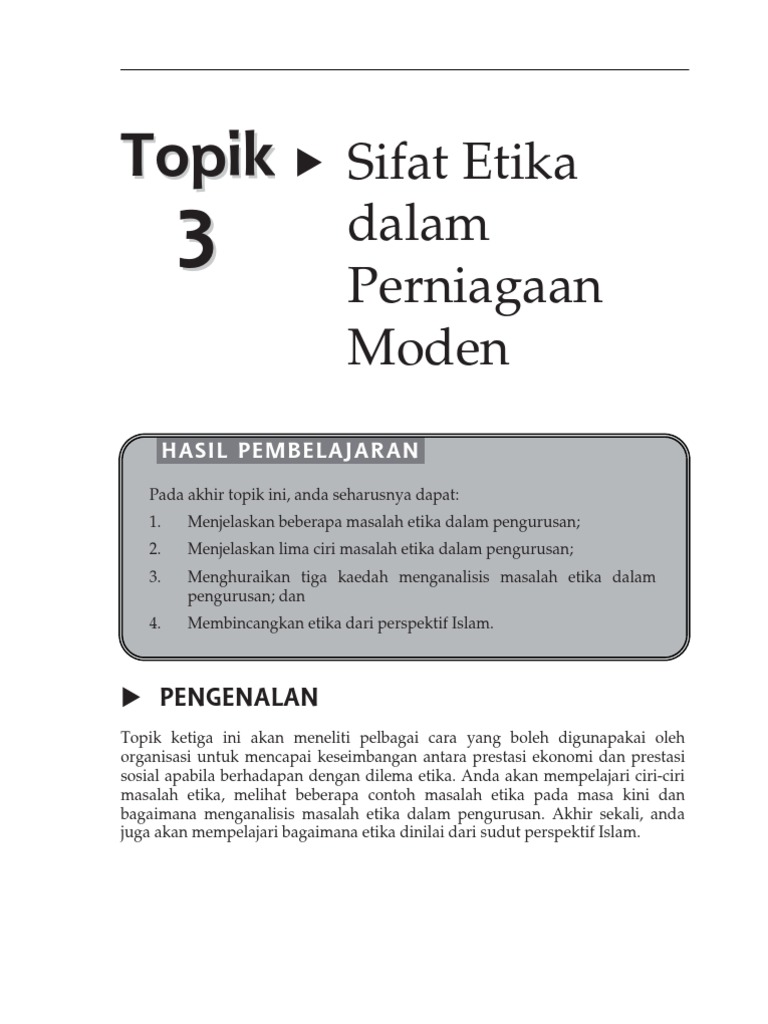 Oumm3203 Topik 3 Sifat Etika Dalam Perniagaan Moden Pdf