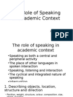 The Role of Speaking in Academic Context