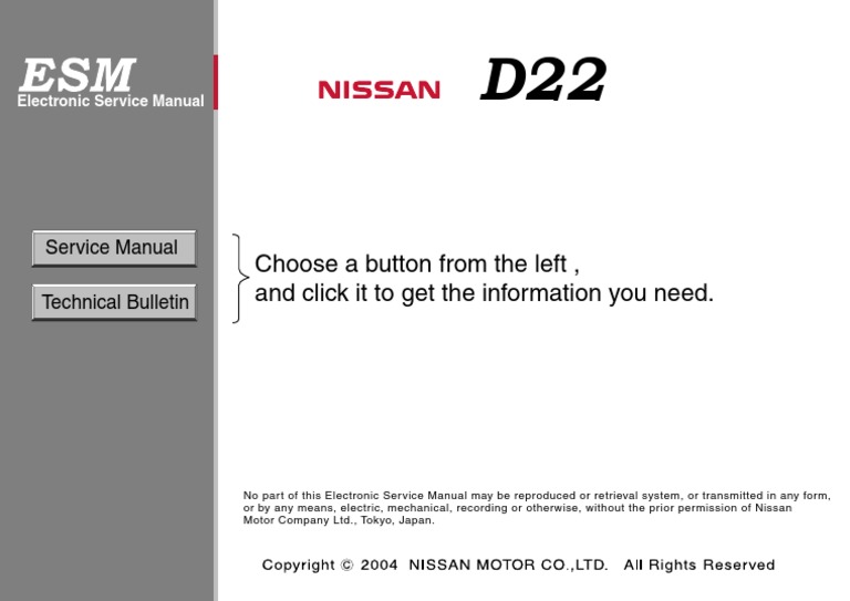 Nissan Navara D22 Service Manual | PDF