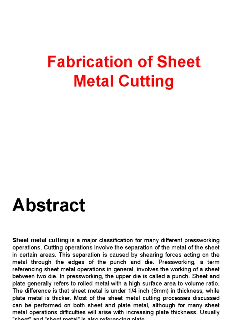 Fabrication of Sheet Metal Cutting PDF Sheet Metal Welding