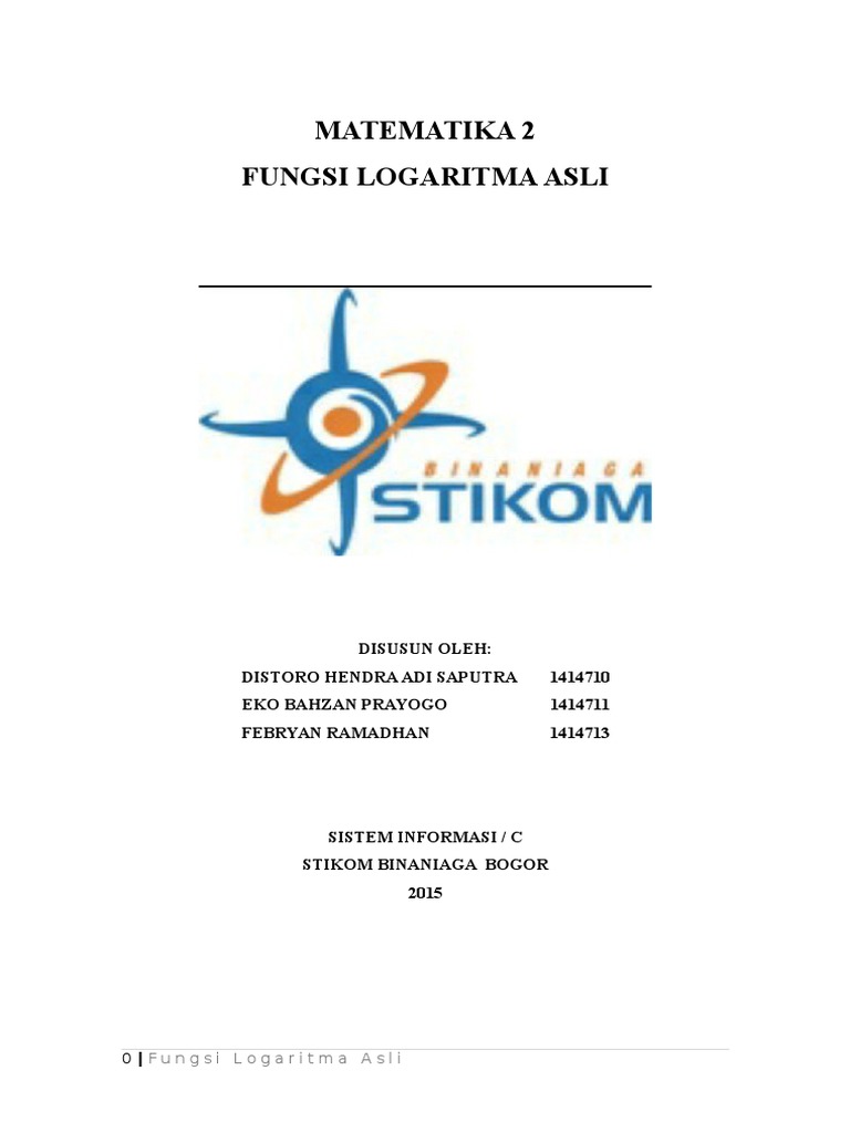 Fungsi Logaritma Asli Kel 6 Kelas C