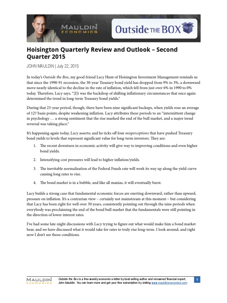 Hoisington Quarterly Review and Outlook Second Quarter 2015 PDF Interest Federal Reserve