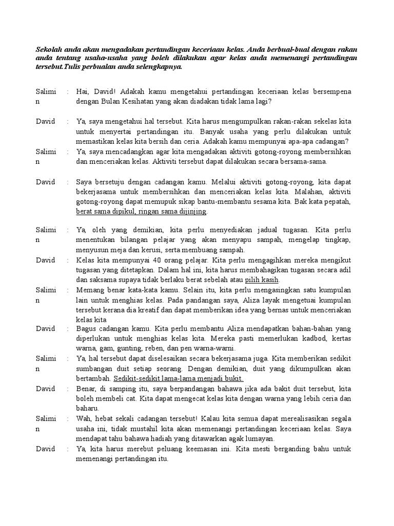 Dialog Pertandingan Keceriaan Kelas Pdf