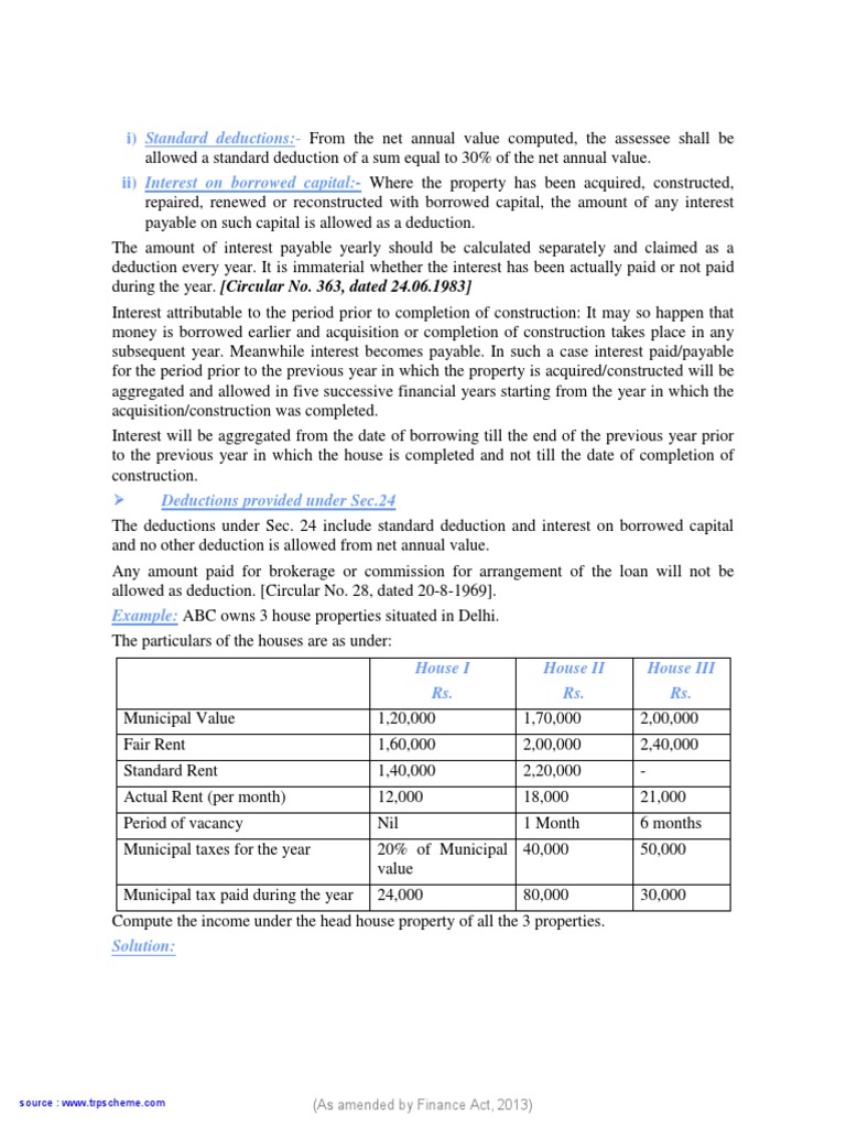Income from House Property Example | PDF