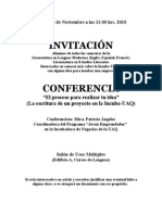 Viernes 5 de Noviembre a Las 11 Conferencia Incuba-UAQ