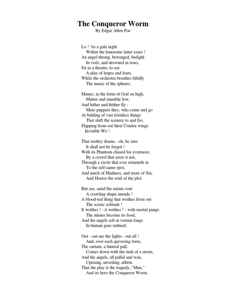 The Conqueror Worm by Edgar Allen Poe | PDF