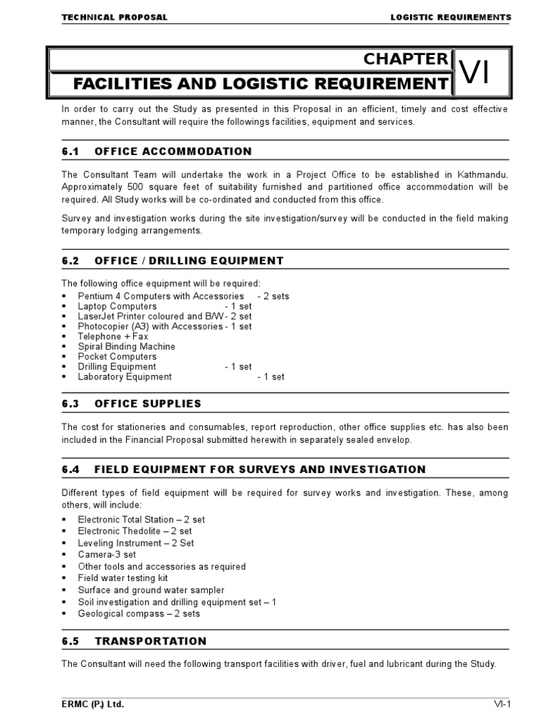 Facilities and Logistic Requirement: 6.1 Office Accommodation | PDF ...