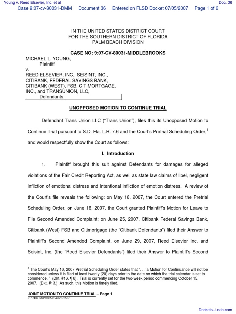 Young v. Reed Elsevier, Inc. Et Al - Document No. 36 | PDF | Discovery  (Law) | Federal Rules Of Civil Procedure