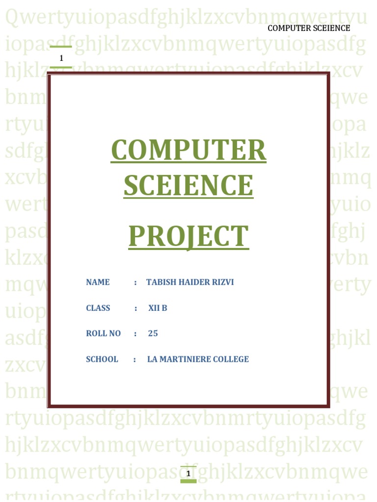 Computer Project For ISC
