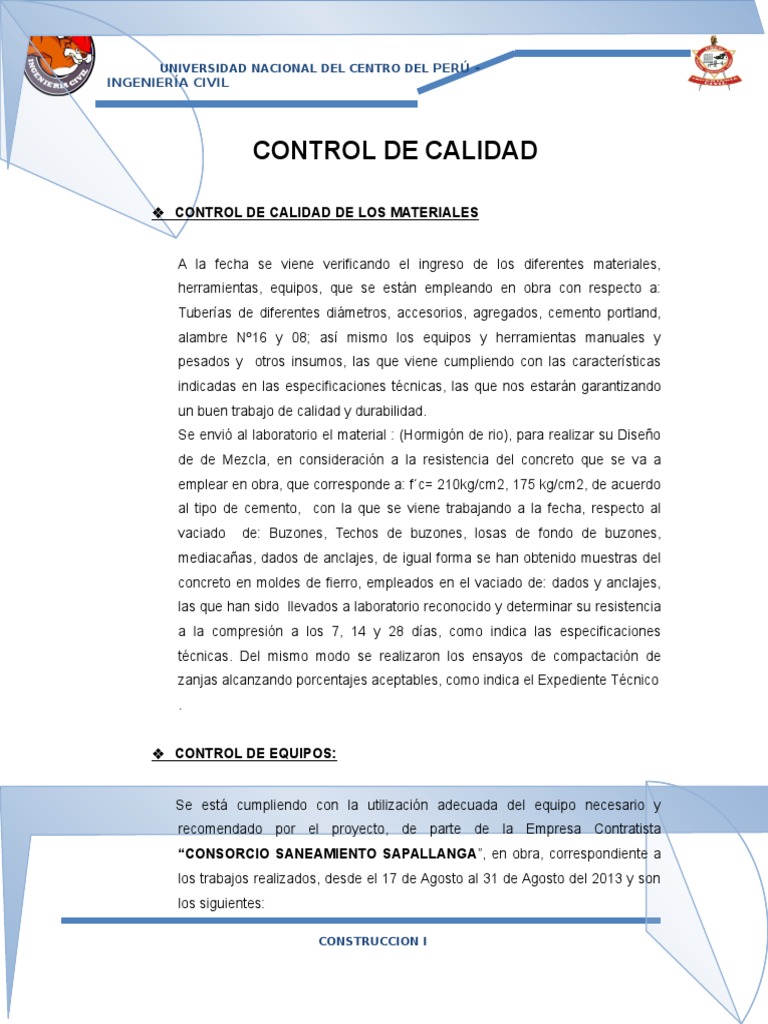 Control de Calidad en Materiales de Construcción | PDF | Hormigón | Cemento