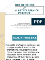 Code of Ethics OF Real Estate Service Practice: Ce, Reb, Rea, Rec, Enp, Mba, LLB, Dpa
