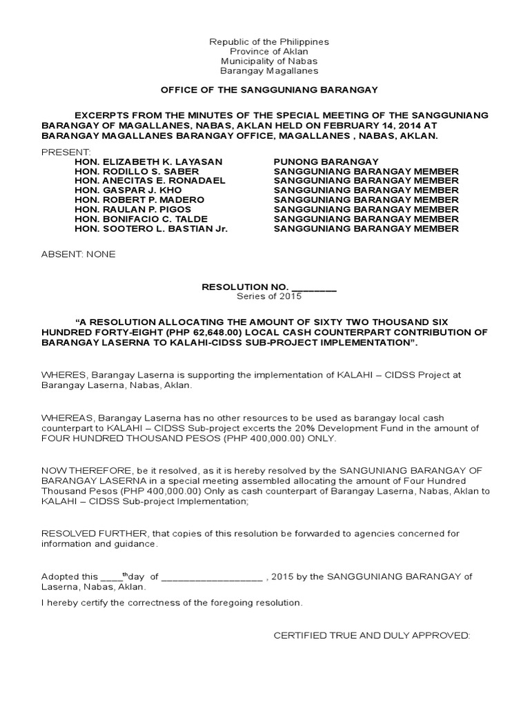 barangay-council-resolution-allocating-funds-philippines