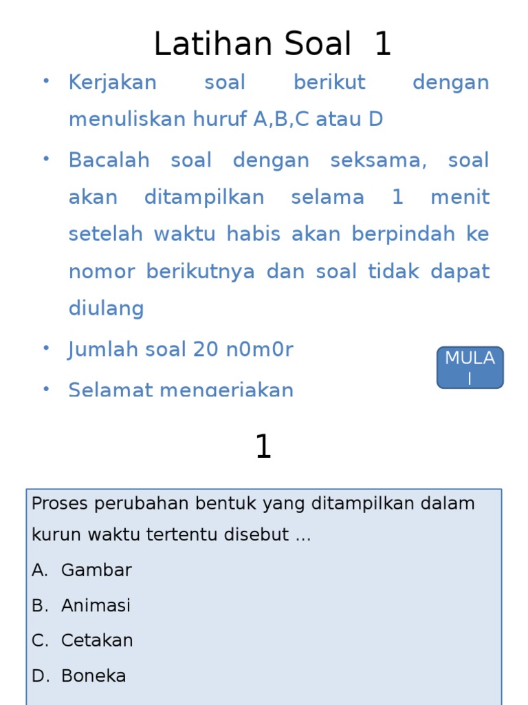 Latihan Soal Animasi dan Software | PDF | Metode & Bahan Ajar