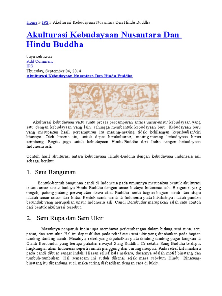 Akulturasi Kebudayaan Nusantara Dan Hindu Buddha Doc