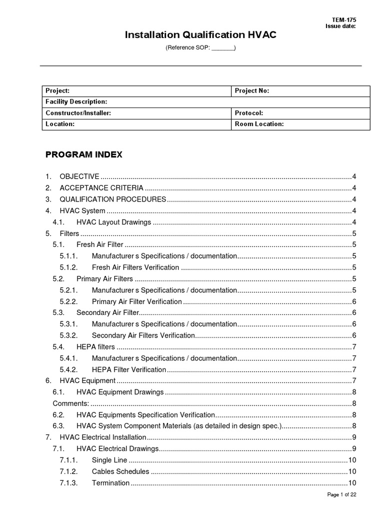 Installation Qualification HVAC Sample PDF