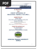 Download A REPORT  ON CREDIT APPRAISAL OF  INDUSTRIAL FINANCE FOR SMEs  by Kulbir Singh SN27255237 doc pdf