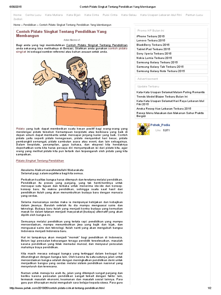 Contoh Pidato Singkat Tentang Pendidikan Yang Membangun
