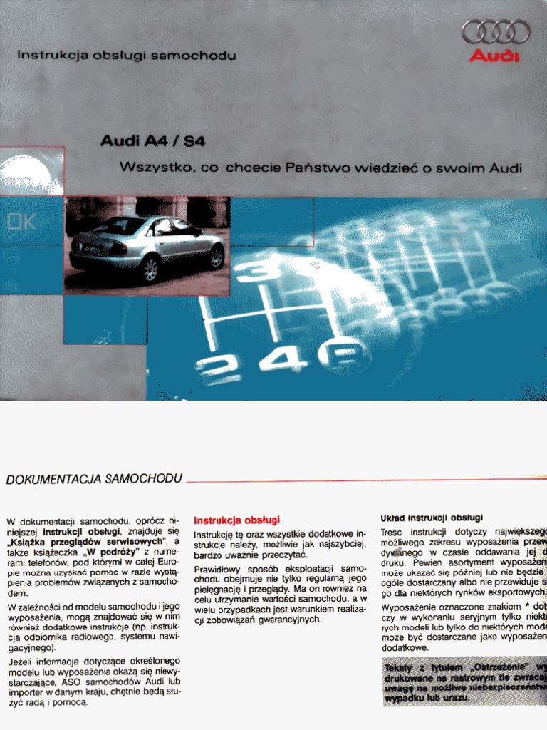 Audi A4 B5 Instrukcja Obs Ugi