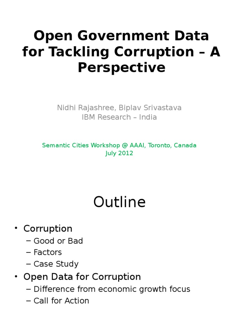 Open Government Data For Tackling Corruption - A Perspective | PDF ...