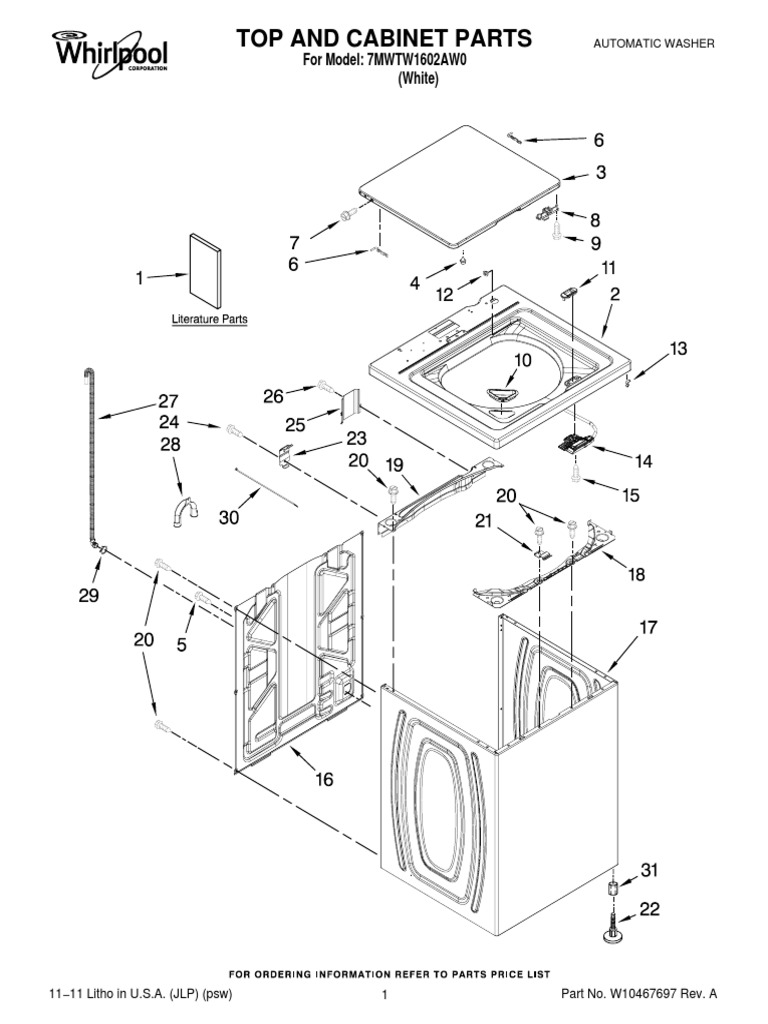 Whirlpool Washer Parts Diagram | PDF | Washing Machine | Manufactured Goods
