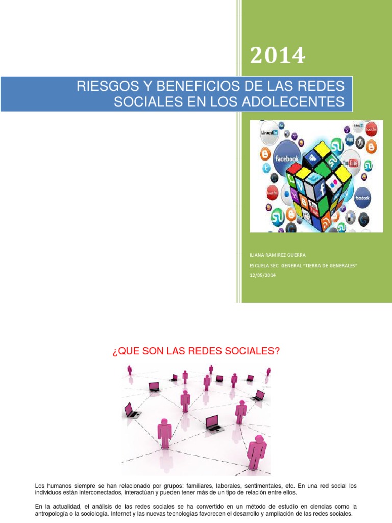 Riesgos y Beneficios de Las Redes Sociales en Los Adolecentes | PDF ...
