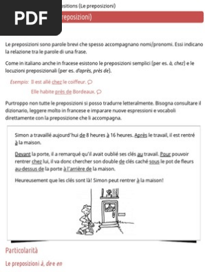 Les Prepositions Le Preposizioni Grammatica Francese Crop