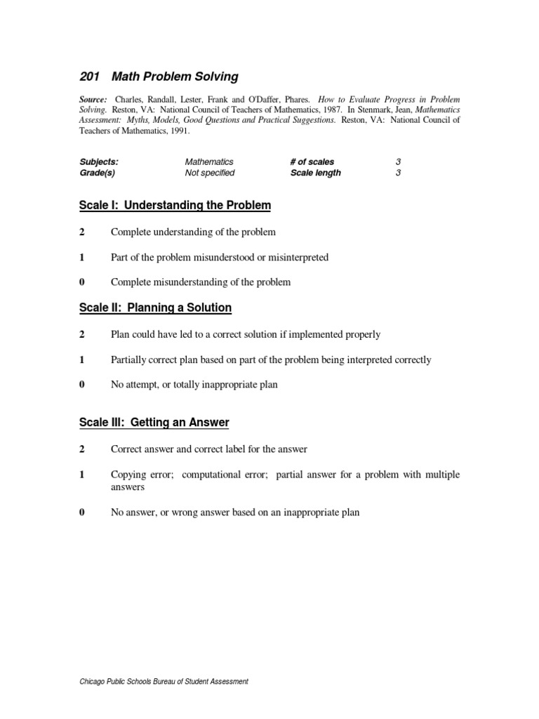Math Probsolv Scoring PDF | PDF | Rubric (Academic) | Educational ...