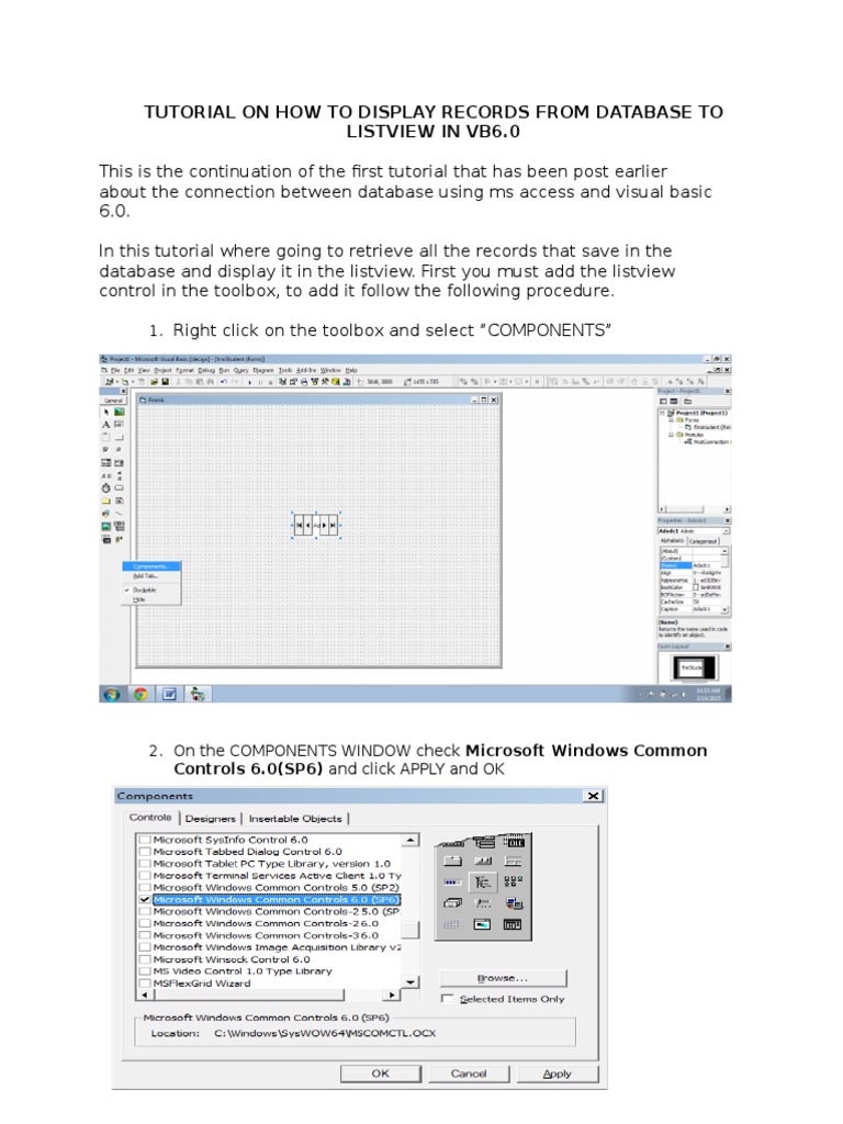 Displaying Database Records in VB6 ListView | PDF | Business ...