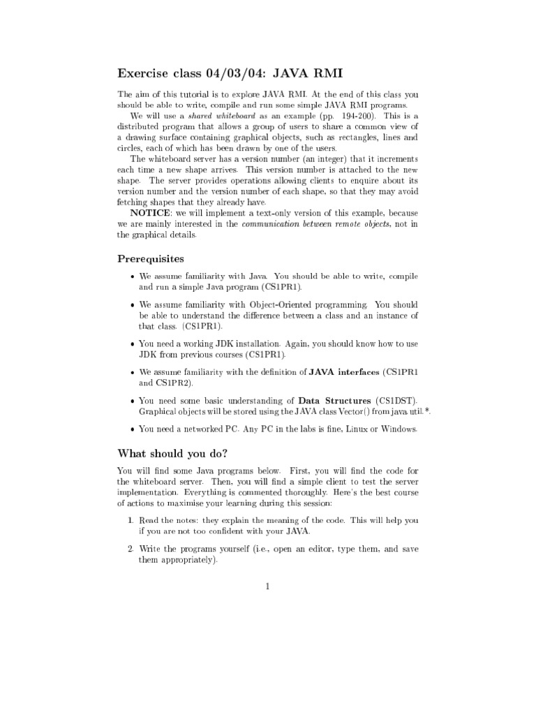 JAVA RMI Example PDF Java (Programming Language) Java Platform