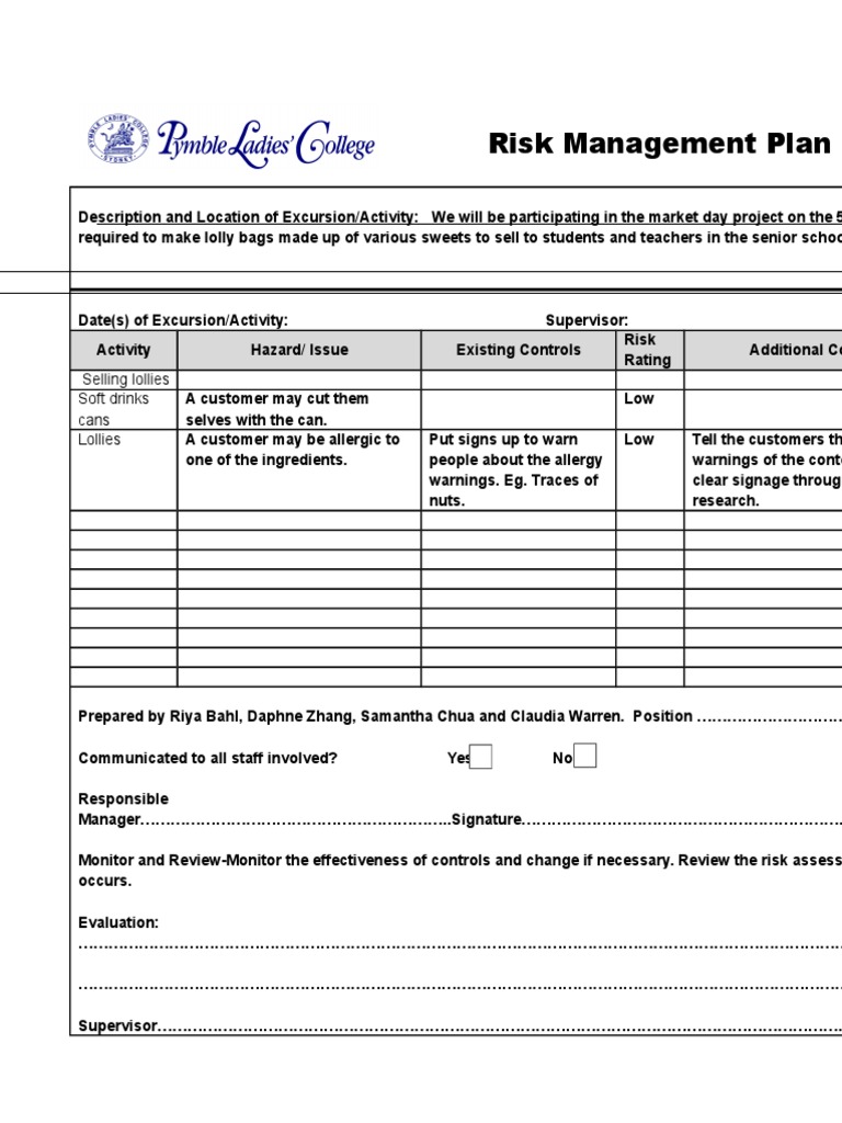 Risk Management Plan | PDF | Emergency Management | Risk
