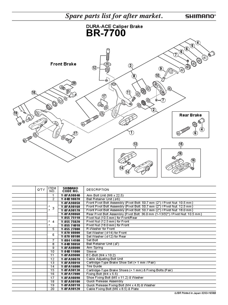 shimano spare parts catalogue