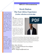 Derek Hudson The East Africa Experience: SPETT Presentation