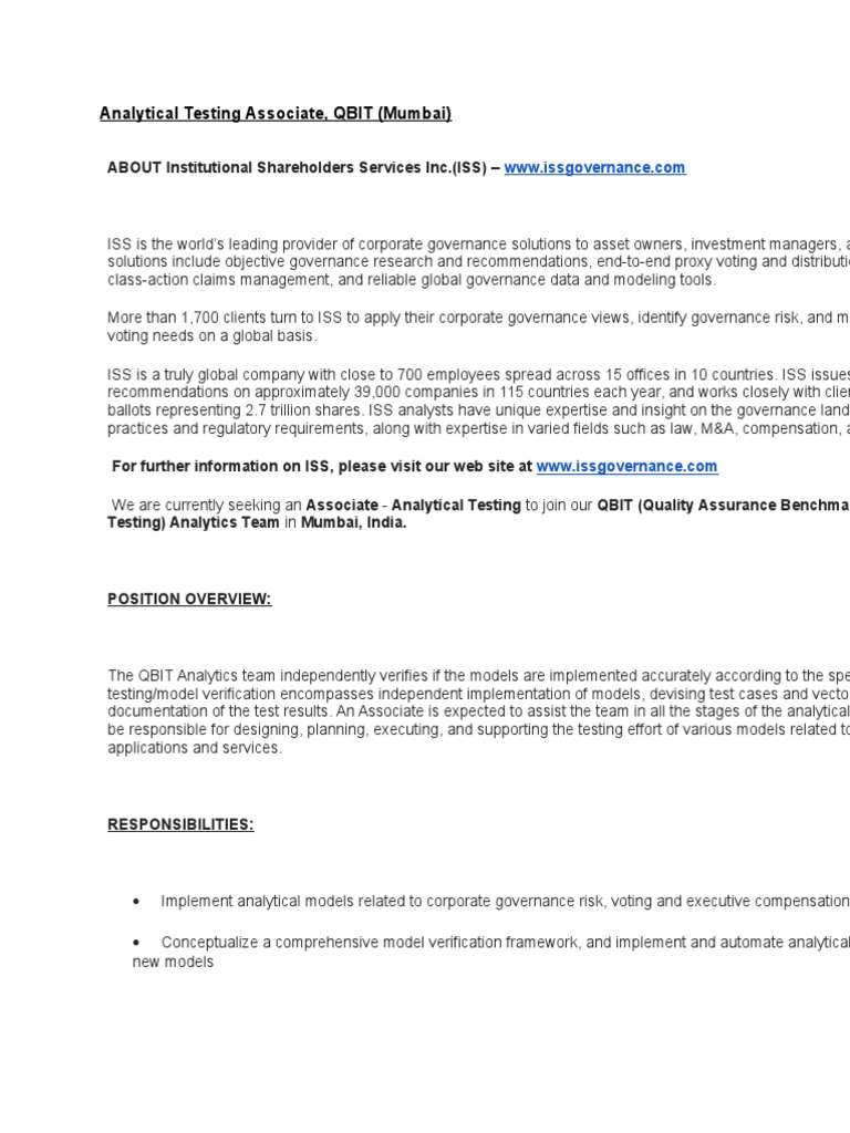 JD Analytical Testing Associate | PDF