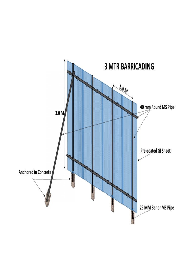 MS Pipe and GI Sheet Barricading | PDF