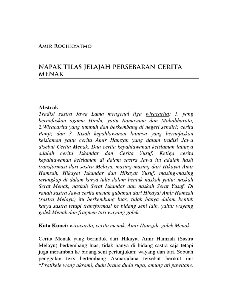 Napak Tilas Jelajah Persebaran Cerita Menak - Amir Rochyatmo