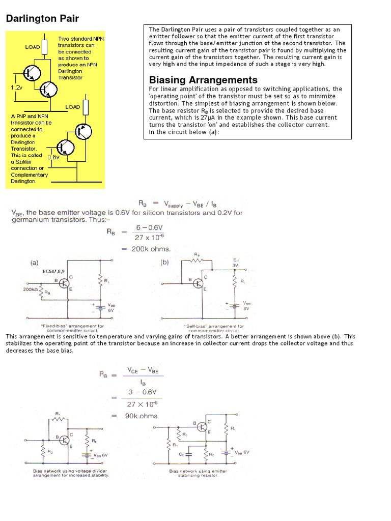 Darlington Pair Transistor Electrical Circuits