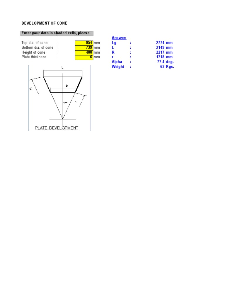 Cone Development Calculation PDF