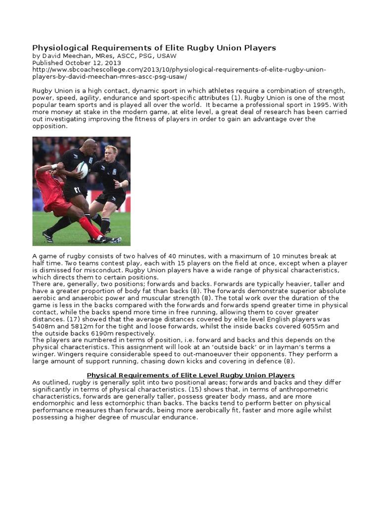 Elite Rugby Player Physiology | PDF | Muscle Hypertrophy | Hobbies