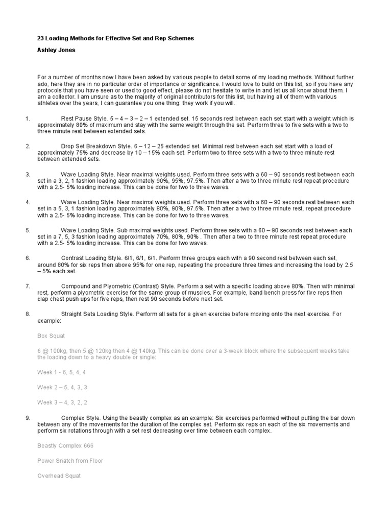 Effective Set and Rep Loading Methods | PDF | Sports | Weight Training