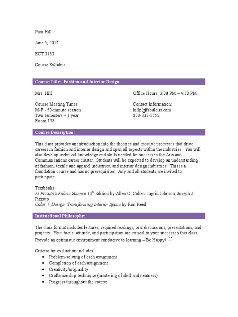Ect3183 Syllabus | PDF | Interior Design | Patchwork