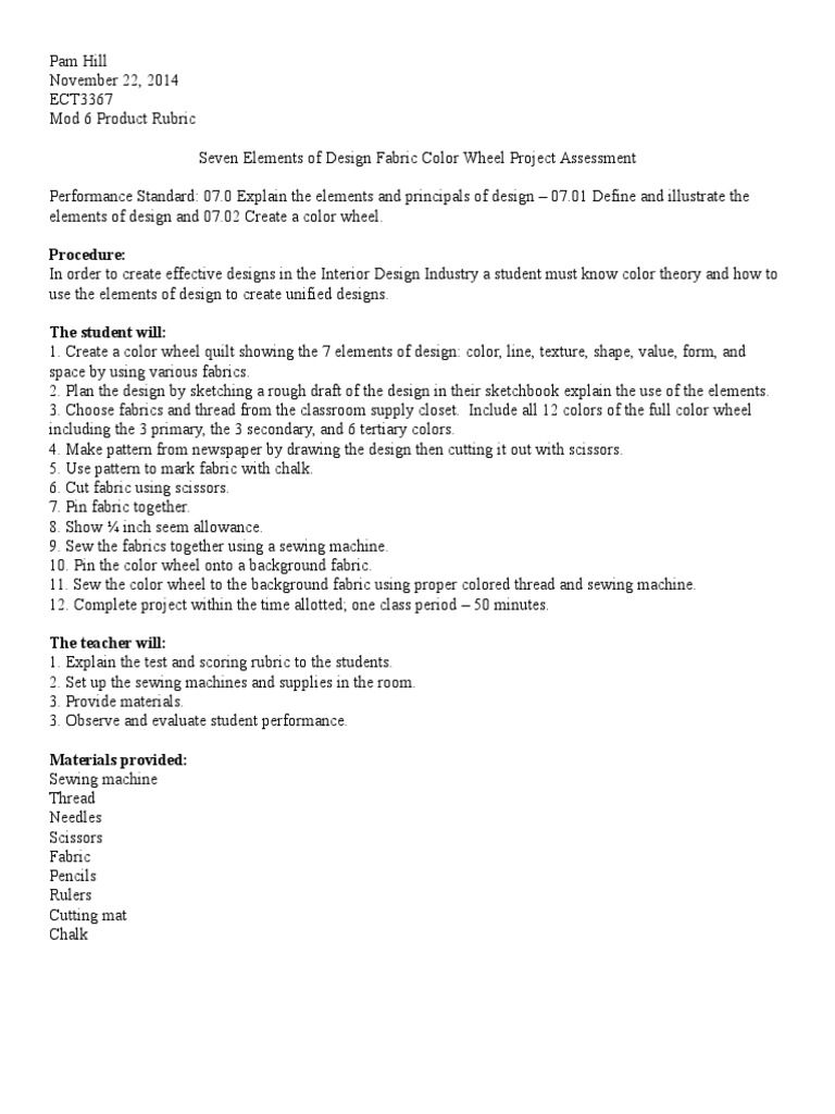 Product Assessment Rubric PDF Sewing Sewing Machine