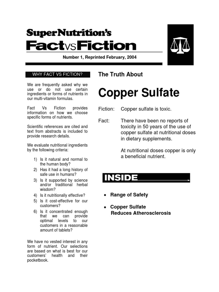 Copper Sulfate The Truth About PDF Copper Dose (Biochemistry)