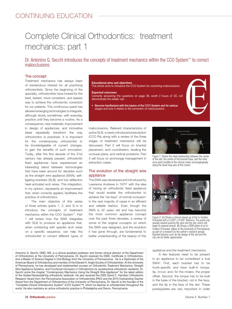 Complete Clinical Orthodontics Treatment Mechanics Part 1 PDF