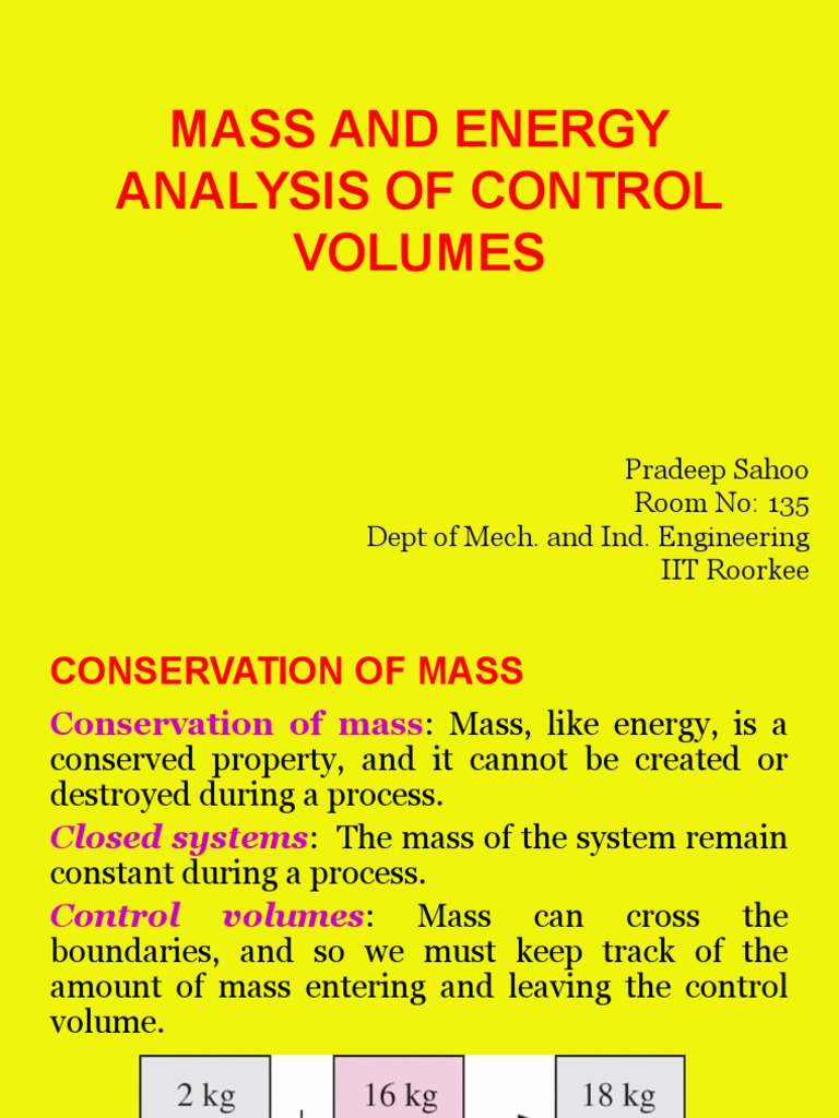 Analysis of Mass and Energy Conservation Principles for Steady and ...