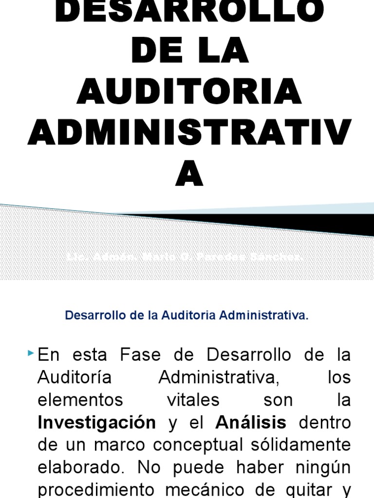 Fase de Desarrollo de La Auditoria Administrativa | Descargar gratis ...