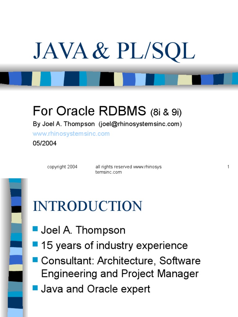 Java & PL/SQL: For Oracle RDBMS | PDF | Pl/Sql | Sql