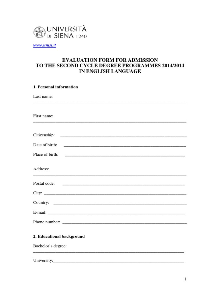 Evaluation Form - Courses Taught in English | PDF